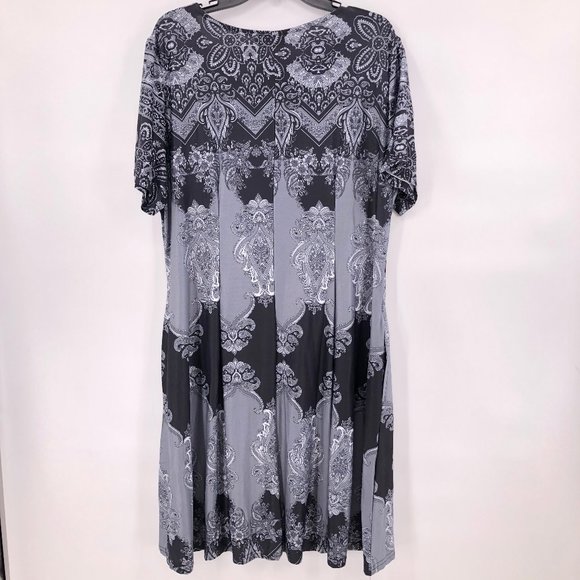 NWT R & B Collection black grey print dress - Picture 5 of 5